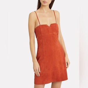 Fifth and Mode Revolve Marissa Genuine Suede Mini Dress in Coral Orange 4
